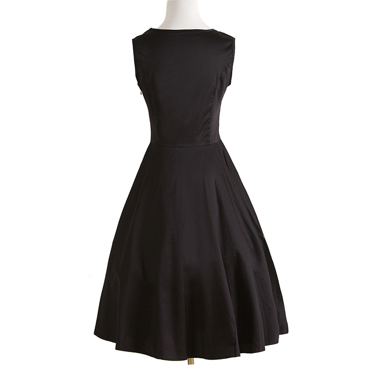 Elegant 1950's Vintage Black Casual Dress N11922