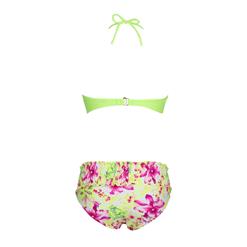 Hot Sexy Green Strapless Crystal Embellishment Floral Print Bikini Set BK10439
