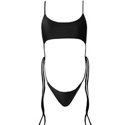 Super Hot Black High Waist Criss-cross Straps Bikini Set BK15945