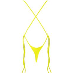 Super Hot Yellow High Waist Criss-cross Straps Bikini Set BK15948