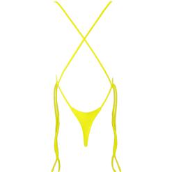 Super Hot Yellow High Waist Criss-cross Straps Bikini Set BK15948