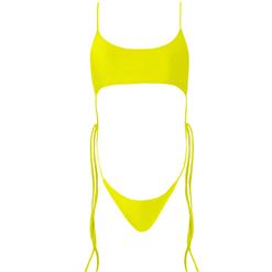 Super Hot Yellow High Waist Criss-cross Straps Bikini Set BK15948