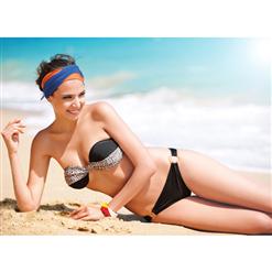 Twist Bandeau Top & Bottom, Twist Bandeau Top & Bikini Bottom, Twist Bandeau Top & Bottom with a O-ring, #BK4806