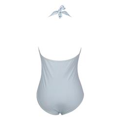 Pure Blue With Push Up Padded Bra Strap Neck Swimsuit BK9537