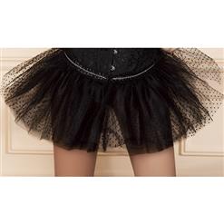 Women's Black Gothic Dot Print Tutu Skirt Petticoat HG1819