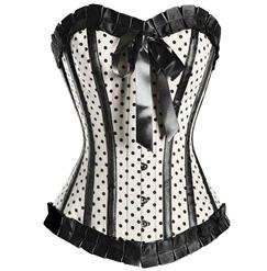 White Burlesque Polka Dot Corset C1883