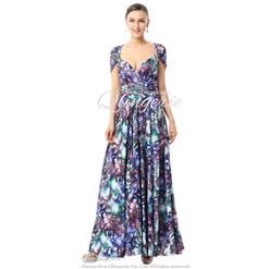 2018 Sexy Changeable A-line Natural Waist Floor-Length Floral Knit Evening Dresses F30005
