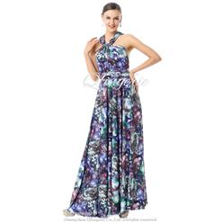 2018 Sexy Changeable A-line Natural Waist Floor-Length Floral Knit Evening Dresses F30005
