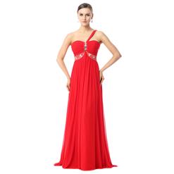 2018 Elegant Red A-line One-Shoulder Sweetheart Crystal Floor-Length Prom Dresses on sale F30012