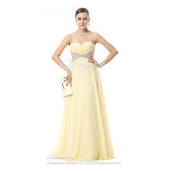 2018 Elegant Yellow Sweetheart Jewel Neck Nipped Beading Floor-Length Prom Dresses F30028