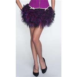 Enchanting Black Purple Mesh Ruffles Petticoat HG10406