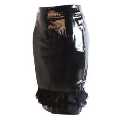 Fashion Black PVC Lace Knee-length Skirt HG10966