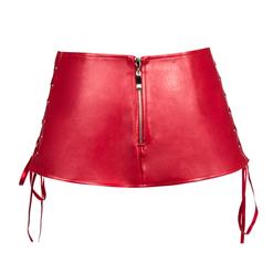 Sexy Red Faux Leather Lace-up Mini Skirt HG11187