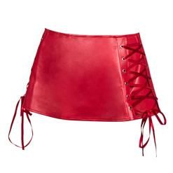 Sexy Red Faux Leather Lace-up Mini Skirt HG11187