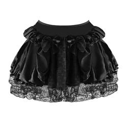 Charming Fashion Black Satin Ruffle Lace trim Skirt Petticoat HG11350