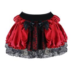 Charming Fashion Red Satin Ruffle Lace trim Skirt Petticoat HG11352