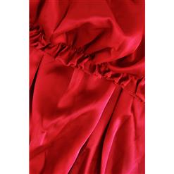 Charming Fashion Red Satin Ruffle Lace trim Skirt Petticoat HG11352