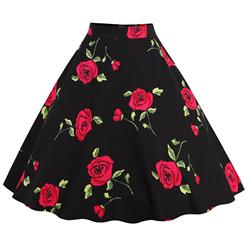 1950's Vintage High Waist Floral Print Casual Skater Skirt HG11814