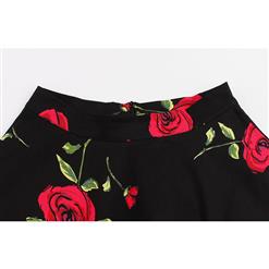 1950's Vintage High Waist Floral Print Casual Skater Skirt HG11814