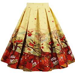 1950's Vintage Skater Skirt, Sexy Skater Skirt for Women, A Line Pleated Skirt, Floral Print Skirt, #HG14022