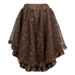 Brown Lace and Satin High-low Skirt HG14930