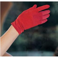 Red Satin wrist length gloves HG1916