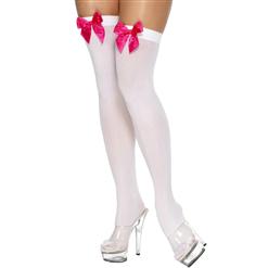 Rose-red Bow Thigh High Costume Stockings HG1930