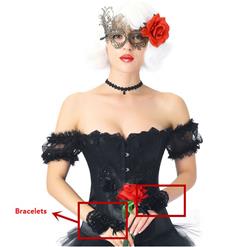 Gothic Sexy Sheer Floral Lace bow Fingerless Gloves Cosplay Accessory HG20217