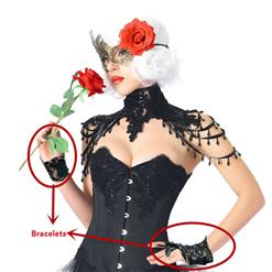 Gothic Sexy Sheer Floral Lace bow Fingerless Gloves Cosplay Accessory HG20217