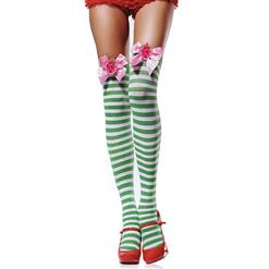 Stripe Thigh Highs, Sexy Stockings,  Santa Thigh Highs, #HG2842