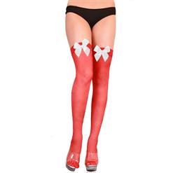 Opaque Thigh Highs with Satin Bow, Costume Hosiery, Costume Thigh High, Satin Bow Thigh High, #HG4824