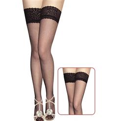 Fishnet Lace Top Thigh High Stockings, Classic Fishnet Thigh Highs, Classic Fishnet Lace Top Stockings, #HG5868