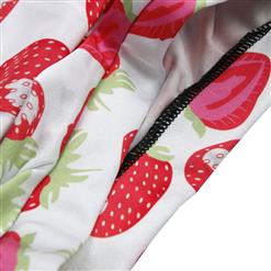 Women's White Lovely Fresh Strawberry Print Summer Mini Skirt HG7991