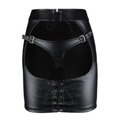 Faux Leather Open Hip Mini Skirt HG9112