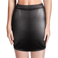 Faux Leather Open Hip Mini Skirt HG9112