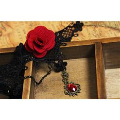 Punk Gothic Victorian Wedding Party Pendant Black Lace Choker Necklace J12013