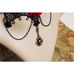 Punk Gothic Victorian Wedding Party Pendant Black Lace Choker Necklace J12013