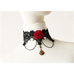 Punk Gothic Victorian Wedding Party Pendant Black Lace Choker Necklace J12013