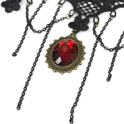 Victorian Princess Black Lace Pendant Choker Necklace J12028