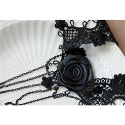 Victorian Black Rose Lace Cameo Choker Necklace J12033