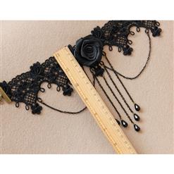 Victorian Black Rose Lace Cameo Choker Necklace J12033