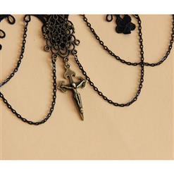 Gothic Vintage Pendant Black Lace Cross Choker Necklace J12034