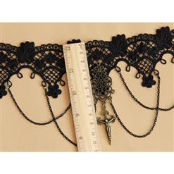 Gothic Vintage Pendant Black Lace Cross Choker Necklace J12034