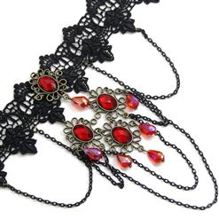 Retro Gothic Victorian Lace Gem Chocker Necklace J12061