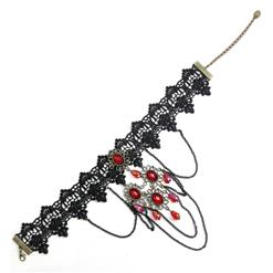 Retro Gothic Victorian Lace Gem Chocker Necklace J12061