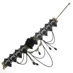 Gothic Vintage Punk Dress Up Wedding Party Tassel Lace Necklace J12063