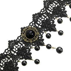 Gothic Vintage Punk Vampire Bead Gem Lace Choker Necklace J12065