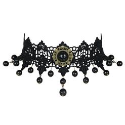 Gothic Vintage Punk Vampire Bead Gem Lace Choker Necklace J12065