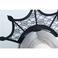 Evil Queen Black Lace Crown Masquerade Party Hairhoop J12829