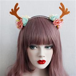 Mignon Girl's Flower Christmas Deer Ear  Hairband J12854